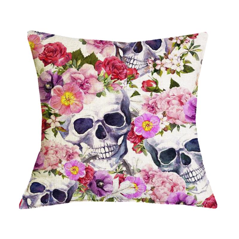 

Undead Flower Bone Clip Furniture Living Room Pillowcase Double-sided Printed Square Pillowcase Bedroom Decorative Pillowcase 18x18Inch