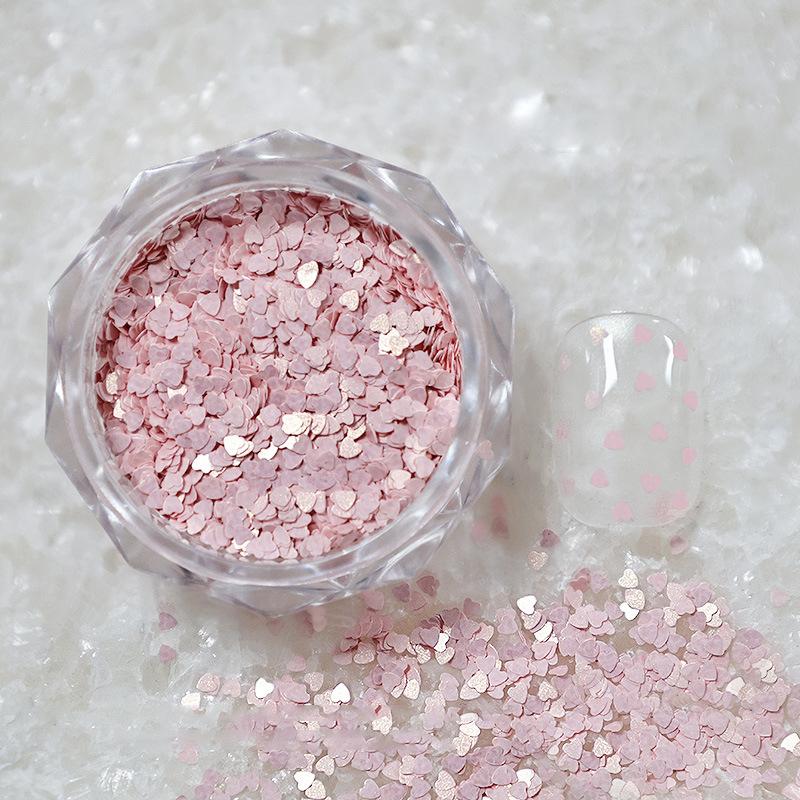 1Jar 1Mm Mini Sparkling Love Nail Glitter Sparkling Heart Nail Decoration Nail Salon Design Cute Accessories Diy Nail Art Design