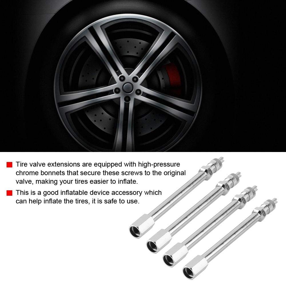 4pcs Truck Extension Valve, Car Tire Valve Extension 100mm Chrome Tire Valve Extension Rod