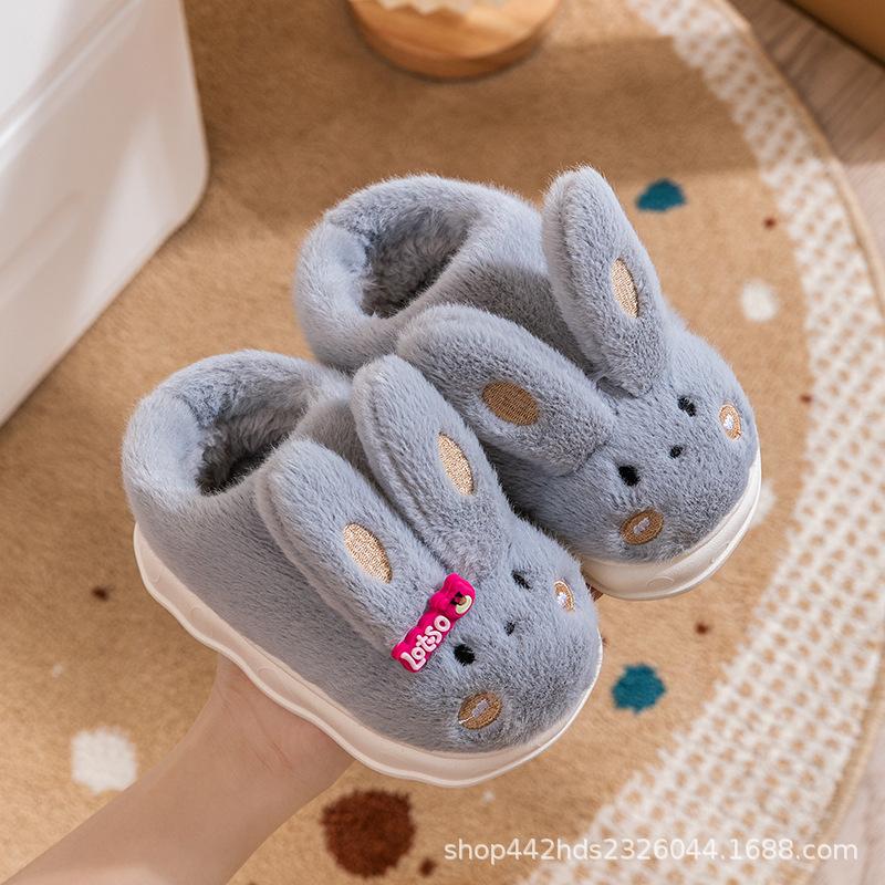 Dziecięce bawełniane buty dziewczynka dziecko torba obcas jesień i zima dziewczynka uroczy królik do domu antypoślizgowe maluch dzieci pluszowe bawełniane kapcie