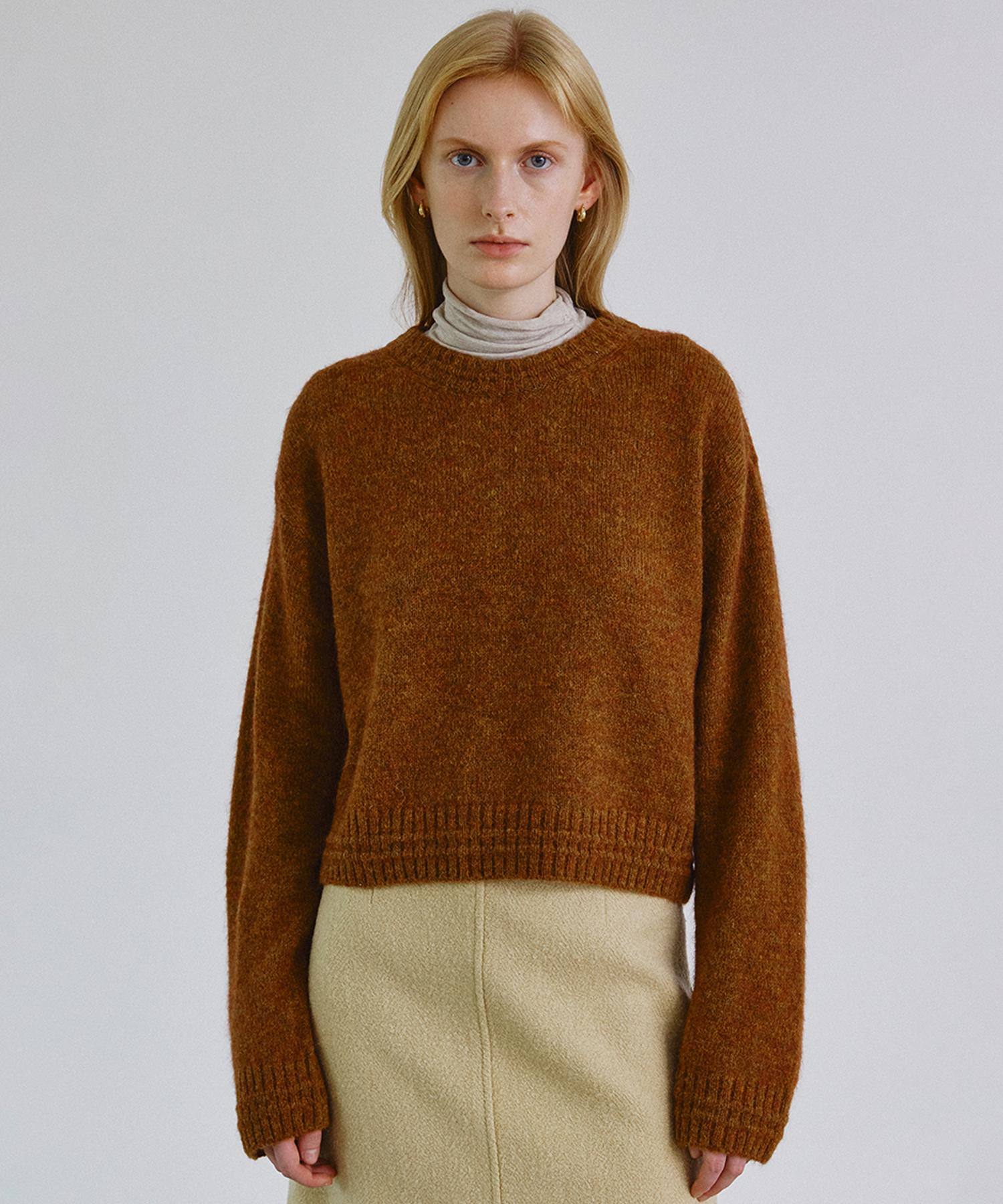 Step Around Baby Alpaca Rib Line Drop Knit_Brown Brown