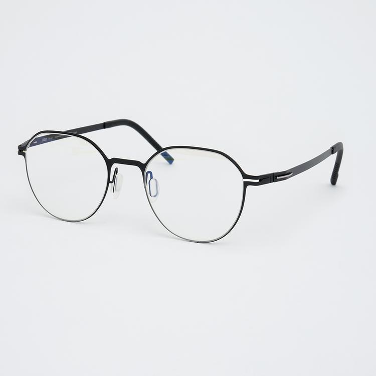 Alloaiweeo [The Air_Flat] Al8305 0909M Ultra-Lightweight Semi-Over Panto Round Black Eyeglass Frames