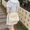 Japanese Solid Color Bow Women Nyl Shoulder Bags Simple Lightweight Ladies Crossbody Bag Large Capacity College Handbag Tote