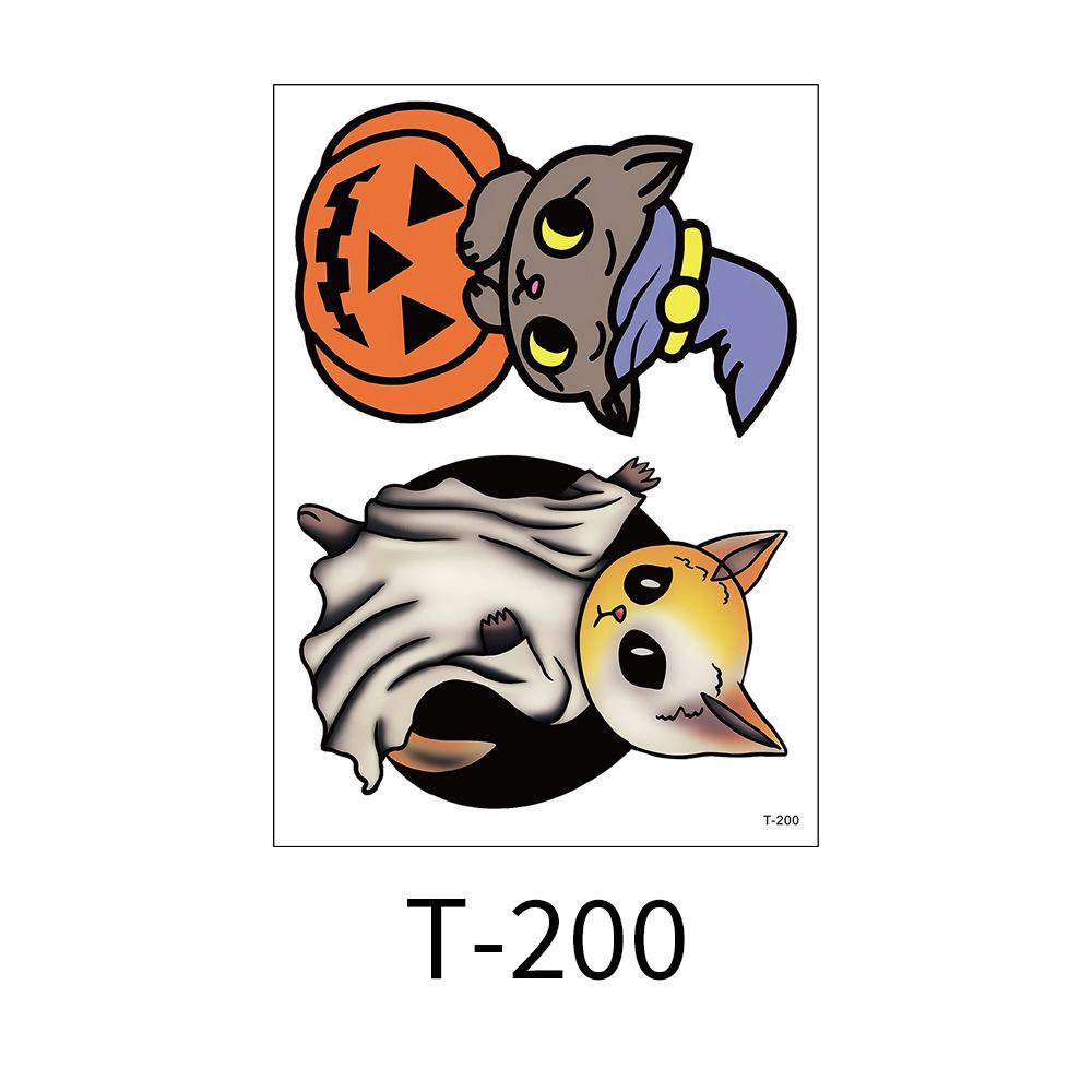 Waterproof sweat-resistant large floral arm tattoo sticker, dark Halloween horror tattoo, pumpkin skull Prajna tattoo sticker