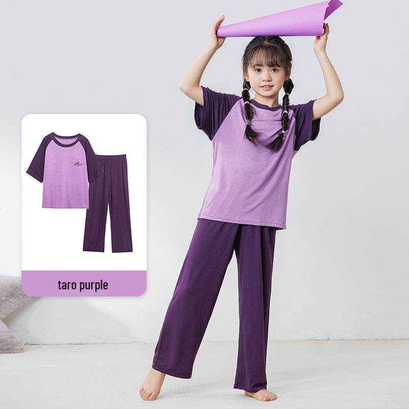 

Детская модальная пижама: Костюм AC для мальчиков и девочек, комплект с коротким рукавом и длинными брюками для подростков, летняя домашняя одежда 130 cm