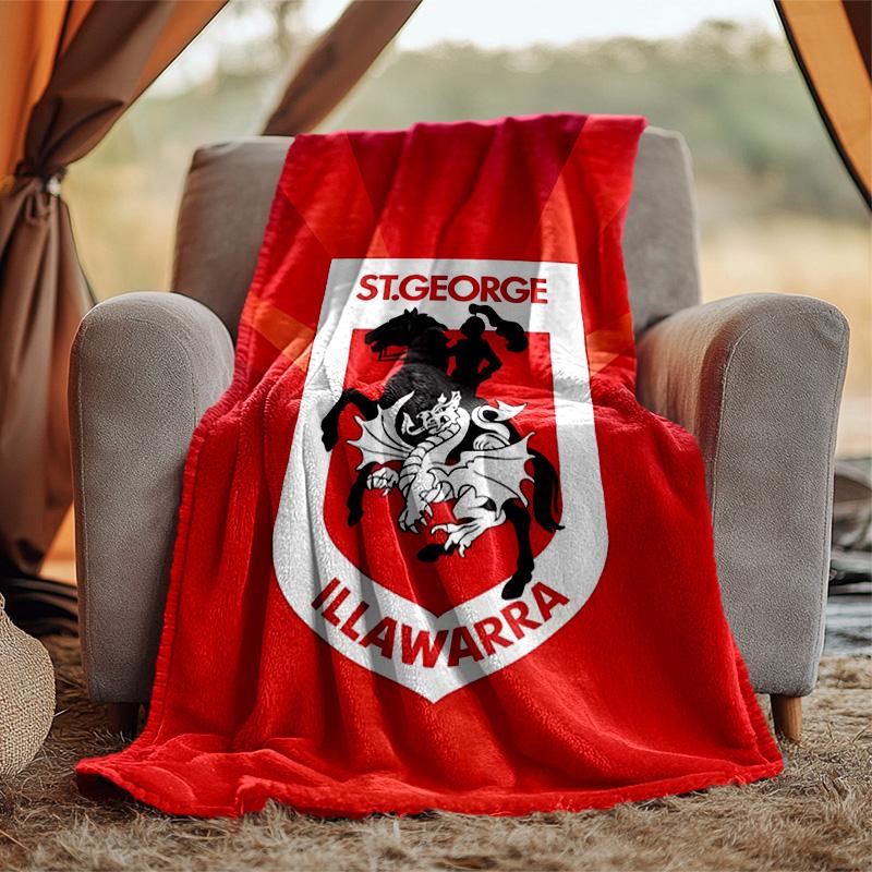 St George Illawarra Flannel Blanket Soft Warm All-Season Throw, Design for Camping, Car Travel, Hiking Sofa, Bed, Office Perfect Gift for Parties