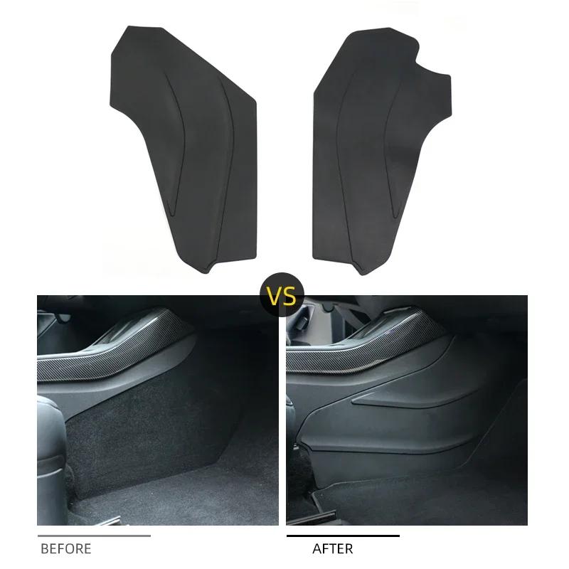 For Tesla Model Y HW4.0 2024 Center Console Side Wall Anti-kick Protector Cover TPE Rest Pedal Side Guard Pad ModelY Accessories