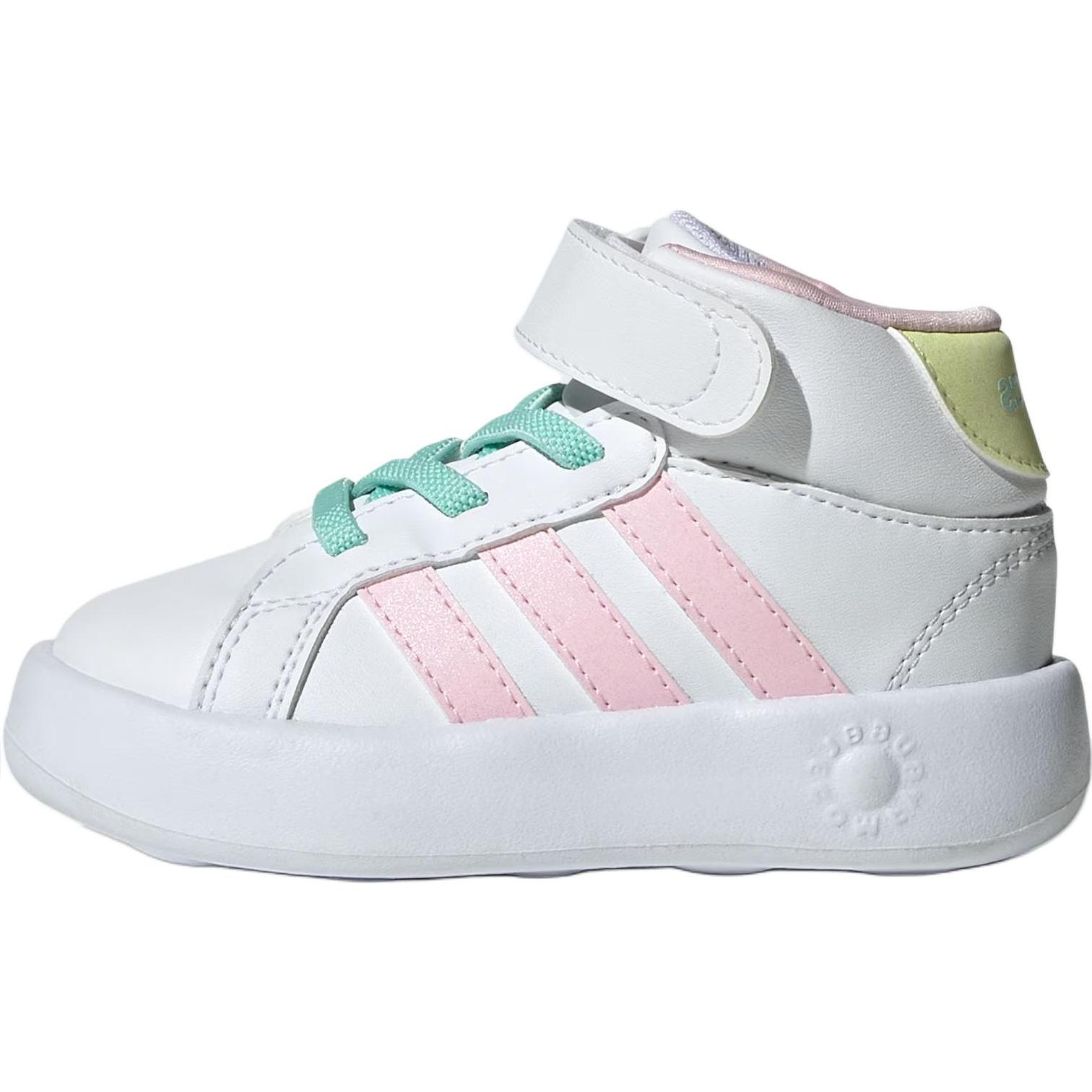 

Adidas Grand Court Synthetic Leather Comfortable Versatile Durable Mid-Top Walking Shoes Baby Shoes White Pink Yellow JR2580 23