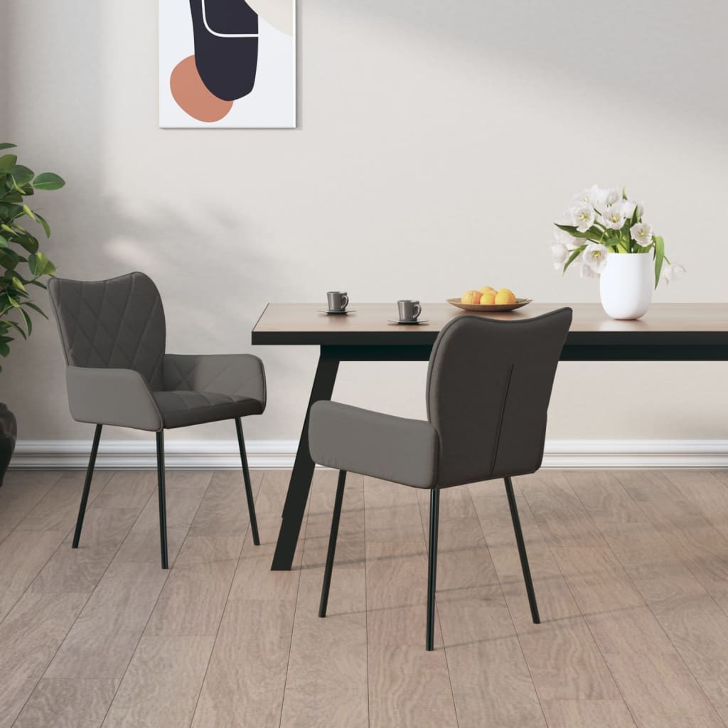 Dining Chairs 2 Pcs Dark Grey Fabric
