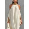 Women's Solid Chiffon Halter Tie Off-shoulder Loose Long Maxi Dress, Casual Summer Sundress For Ladies