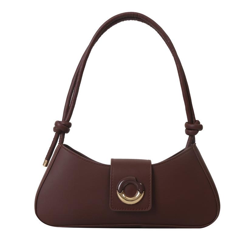 Trendy French Texture Armpit Bag 2023 Summer New Pure Color Pu Shoulder Bag Casual Streetwear Crossbody Handbag коричневый