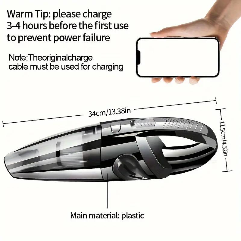 Powerful Portable Cordless Vacuum Cleaner Large Capacity, Aluminum Blade Suction Port, Upgraded Large Battery Suitable For Home And Car Cleaning
