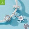 Winter Romantic Snowflake Diy Bracelet Beaded, Christmas Gift S925 Sterling Silver Bead Spacer Accessories