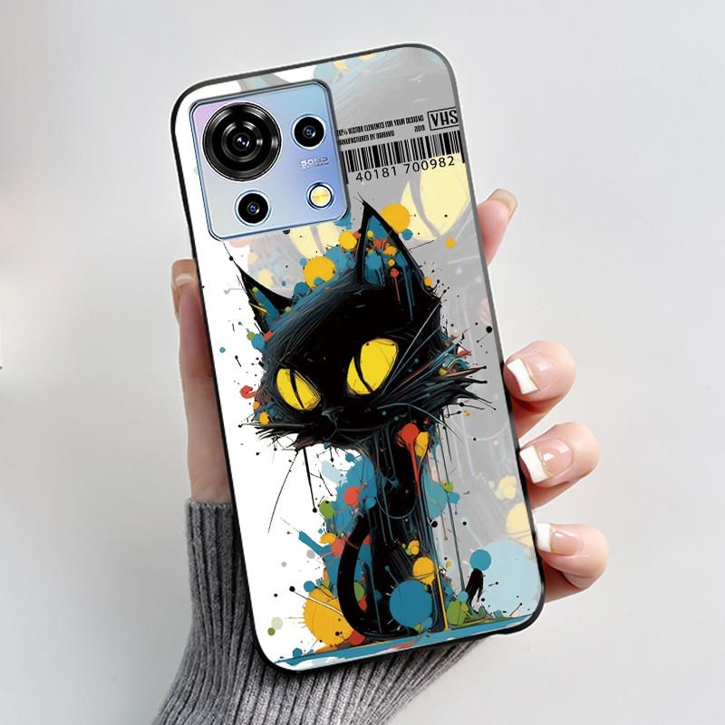 Süße Cartoon Hülle Für ZTE Blade V50 Vita 4G Bedruckte Schale Schutzhülle Weiches Silikon Schwarzes Gehäuse