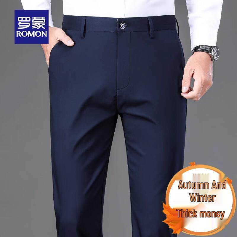 Romon Men s Straight-Fit Business Casual Trousers 36