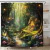 Fantasy Forest Shower Curtain Fairy Magical Enchanted Forest Waterfall Butterfly Garden Wonderland Nature Fabric Bathroom Decor