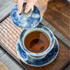 180ml Chinese Antique Ceramic Gaiwan Handmade Lotus Fish Tea Tureen Travel Portable Tea Bowl Household Teaware Accessories