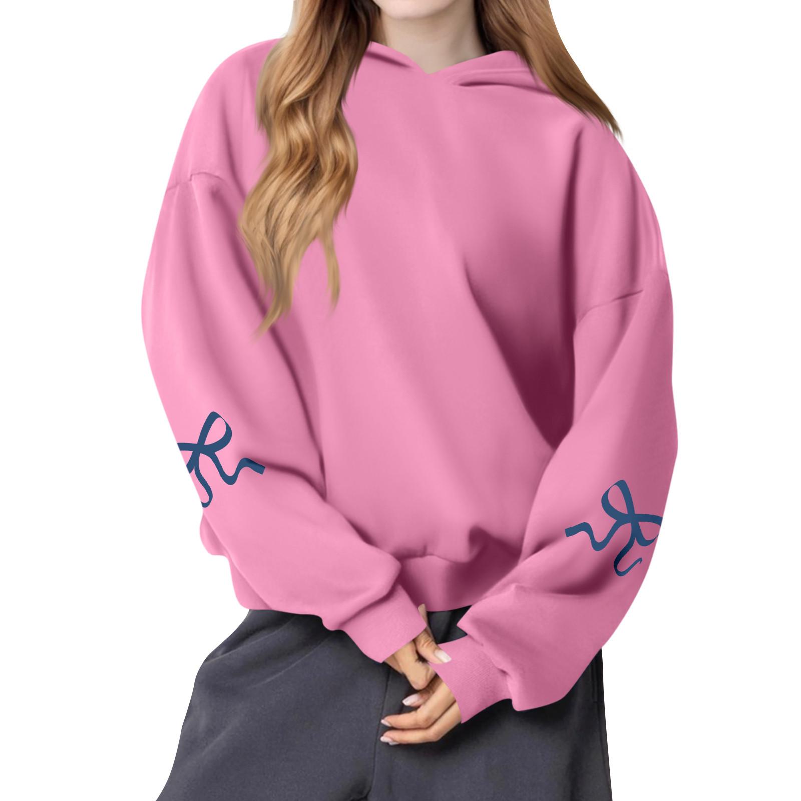 

Women s Fashion Women s Lightweight Long Sleeve Pullover With Pockets Preppy Graphic Hoodie M