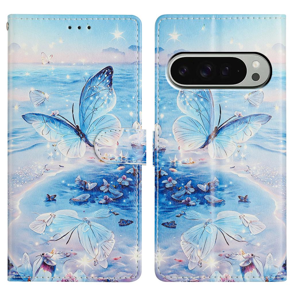 For Google Pixel 9 Pro XL Case PU Leather Wallet Phone Cover with Stand Pattern Painted