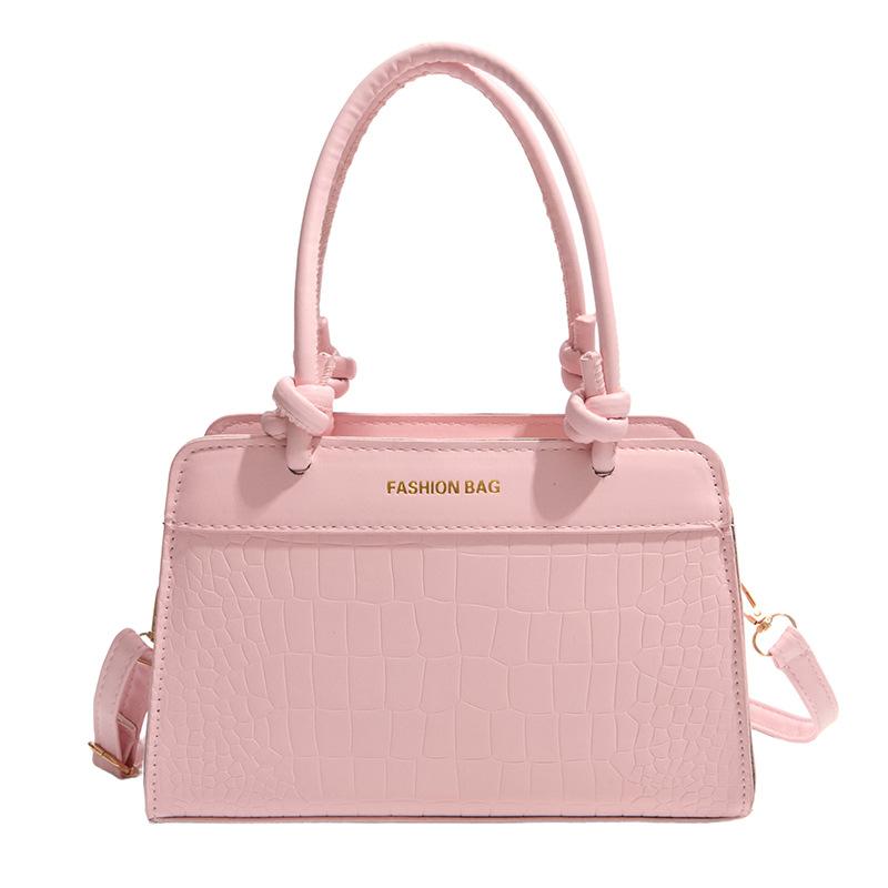 

Casual handbag women s small square bag new fashionable texture messenger bag splicing niche bag рожевий