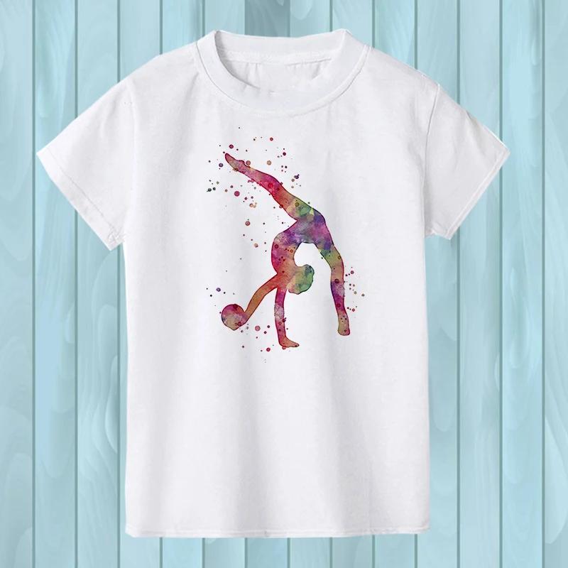 Maglietta da donna con stampa ginnasta e arcobaleno, motivo: ginnastica artistica, maglietta estiva per bambine, maglietta da streetwear hipster