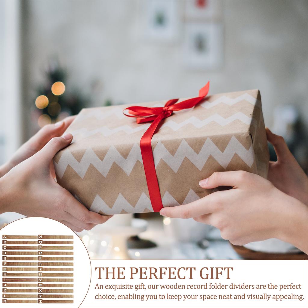 26Pcs Vinyl Record Dividers Alphabetical A-Z Wooden Record Storage Dividers Horizontal Vertical Record Holder Organizer Guides