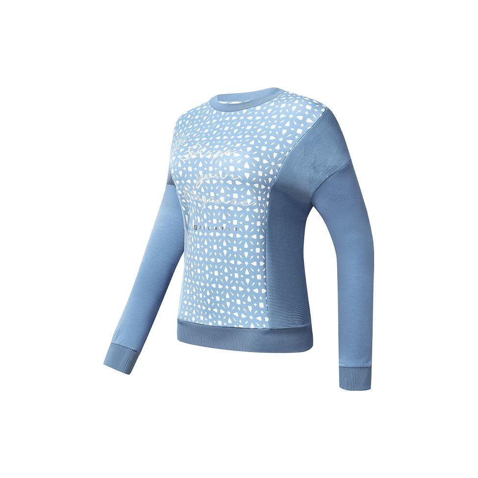 

FILA Logo Loose Polka Dot Print Crew Neck Knit Sweater Women sweater Gray Blue A11W311207F-BU XL