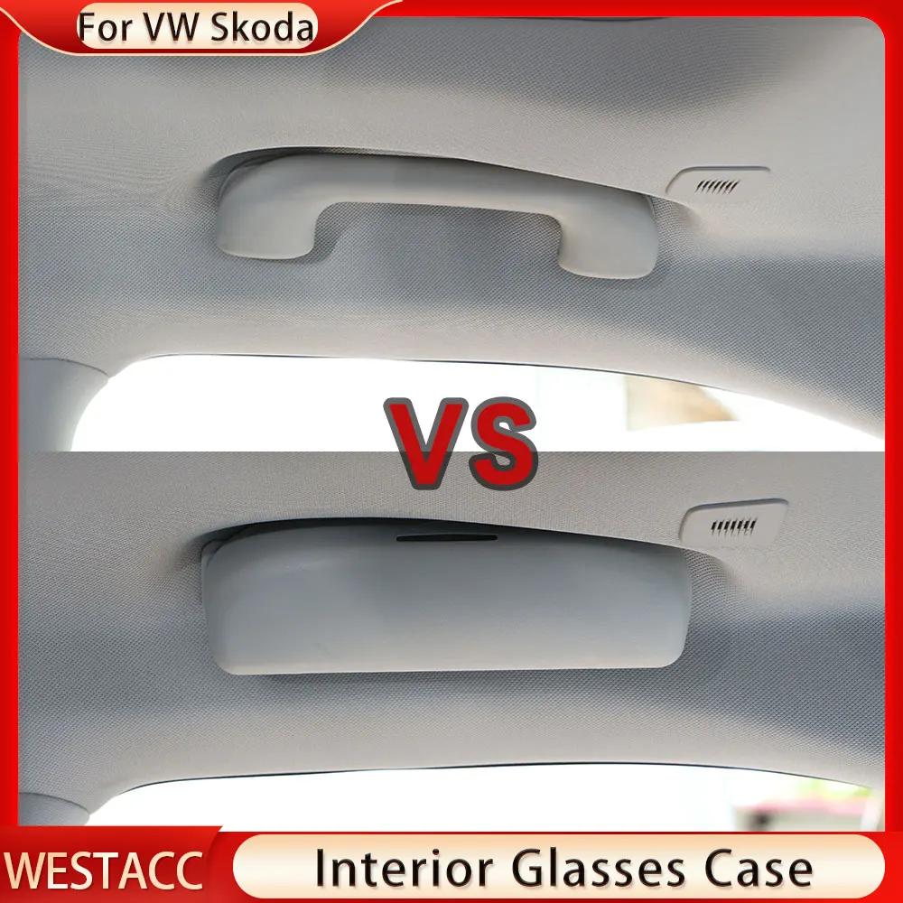 

Чехол для автомобильных очков из АБС-пластика, держатель для солнцезащитных очков для VW Touareg 2018-для Skoda Karoq Kodiaq, ящик для хранения солнцезащитных очков, аксессуары