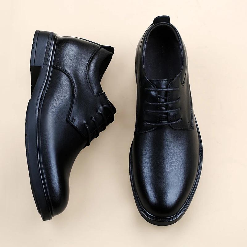 Kancelářské business formální boty pánské vnitřní zvýšení výšky 6/8 cm boty silná podrážka jednoduché černé pánské pravá kůže ležérní boty
