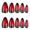 Cool spicy red smudge contrasting colors, wearing nail art, nail art, hot-selling short almond nail fake nails in Europe and America