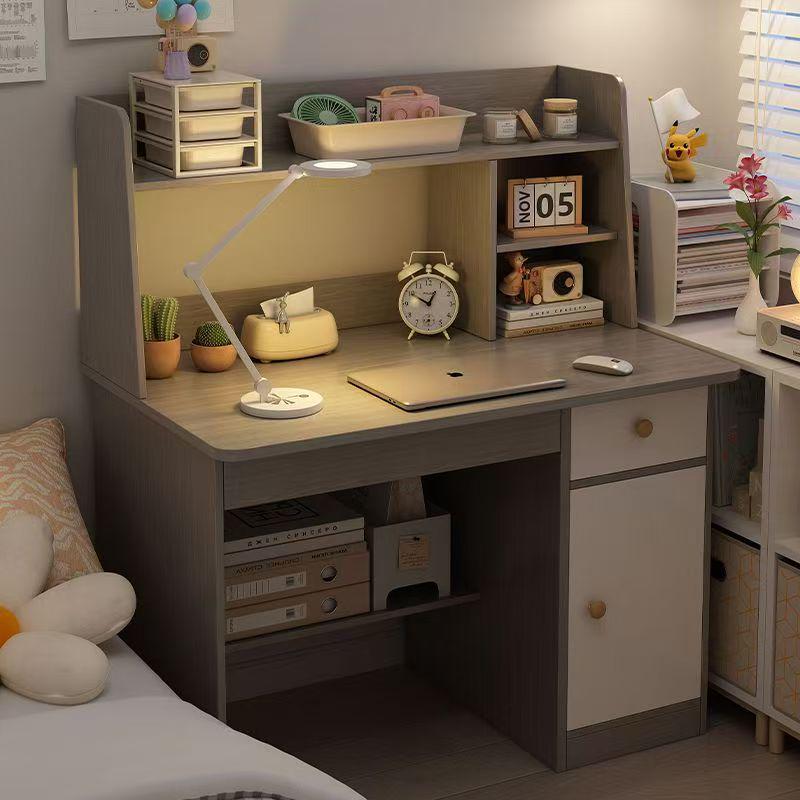 Multifunctional Student Desk with Bookshelf for Homework and Study in Bedroom or Dorm