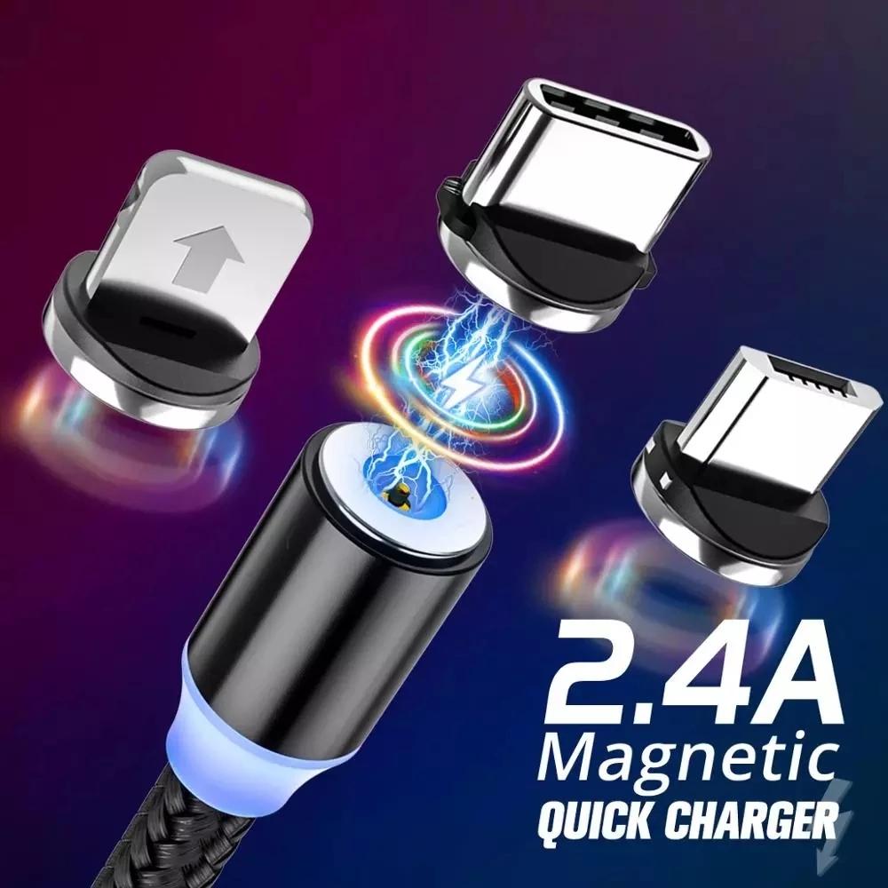 Round Magnetic Cable Tip Micro USB Charging Cable Plug USB Type C Magnet Cable Adapter for Iphone Magnet Charger Adapter