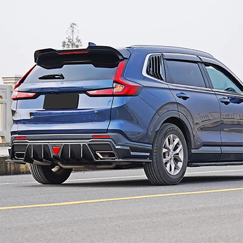 For Honda CR-V CRV Hybrid 2023-2025 Rear Bumper Diffuser with LED Light, Rear Lip Spoiler Skid Guard Underbody Styling Trim