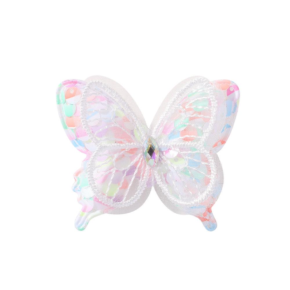 2pcs Lace Mesh Butterfly Rhinestone Double-layer Three-dimensional Children's Hairpin Cute Headwear Girls Kids Hair Accessories