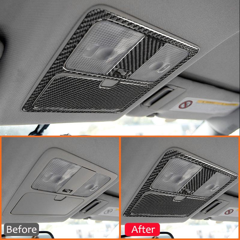 Carbon Fiber Car Front Roof Reading Light Panel Trim Cover Decoration Sticker For Nissan 350Z 2006-2009 Interior Accessories