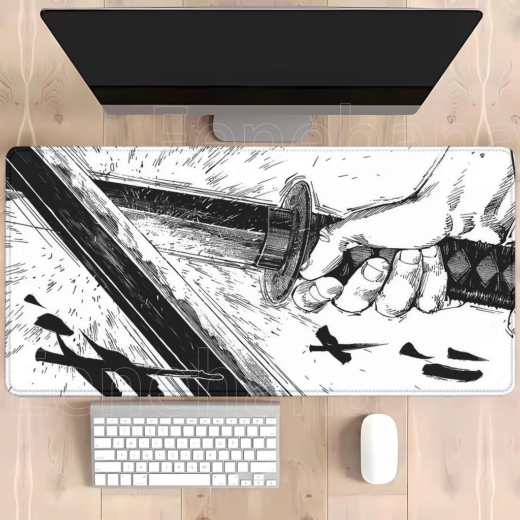 Japanese Katana Samurai Mouse Pad Large Computer Office Game Xxl Rubber Antislip Gaming Keyboard Mousepad Hd Printing Desk Mat
