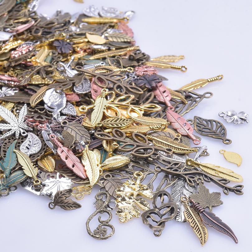 

30pcs Radom Mix Plant Leaf Charms For Jewelry Making Supplies Vintage Pendant Charm Handmade Earring Necklace Retro Accessories