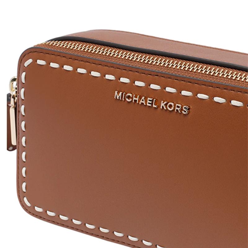 MICHAEL KORS Brand logo zipper closure calfskin crossbody shoulder bag women's leather brown