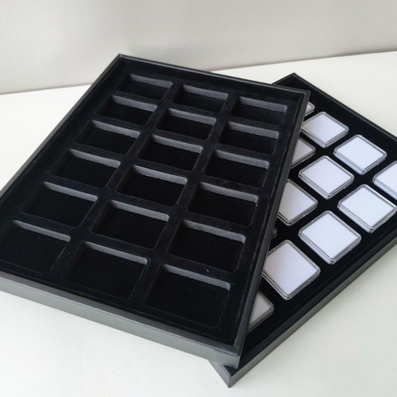 Tall Rectangular Organizers Box For Loose Stone Samples Waterproof PU Material Jewelry Showcase