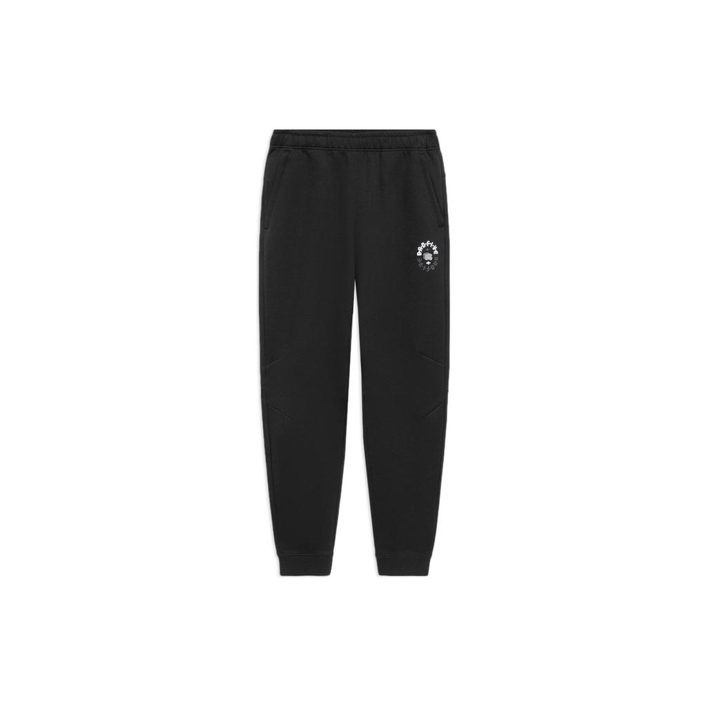 Li-Ning Badfive Series Solid Color Logo Print Elastic Waist Jogger Pants Unisex Bottoms Black AKLS497-1