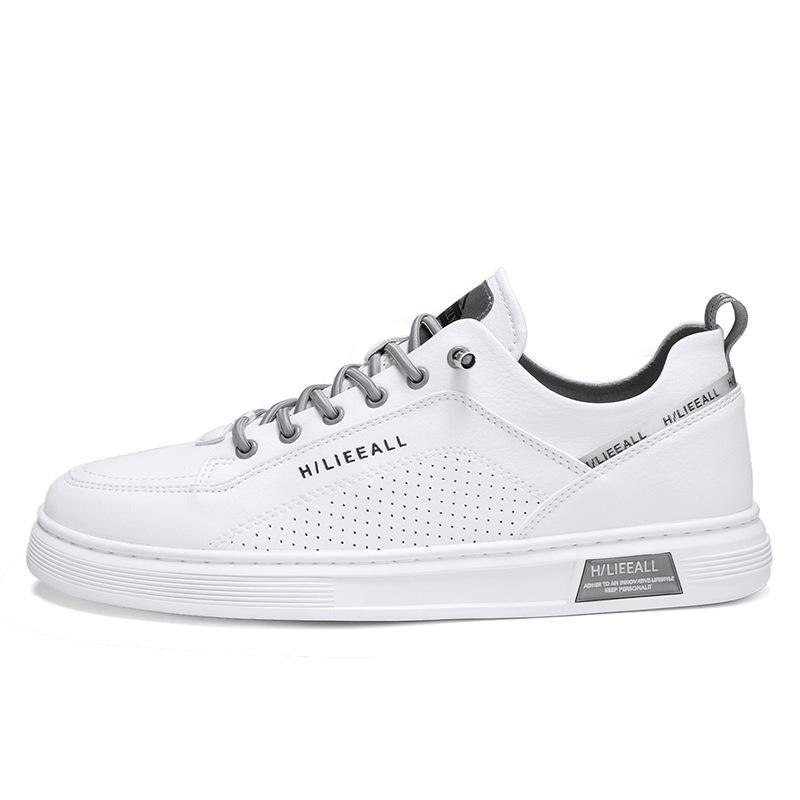 Herrenschuhe neu Sommer atmungsaktiv Slipper kleine weiße Lederschuhe Trend alle Herren Sport rutschfest flache Board-Schuhe M1138