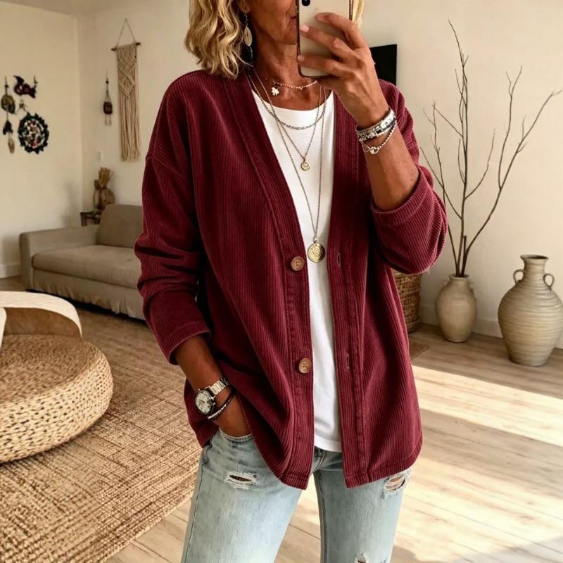 Women S Long Sleeve Solid Button Cardigan Casual Outerwear