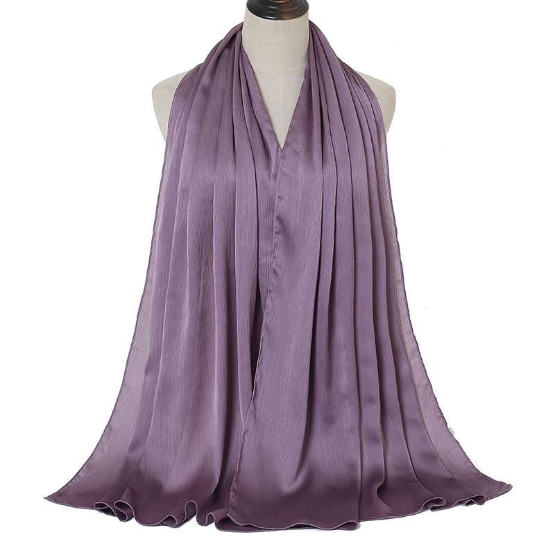 New Arrival Crinkle Satin Chiffon Hijab Scarf Plain Shawls Wrinkle Scarves Women Muslim Turban Solid Color Headscarf 36 Colors