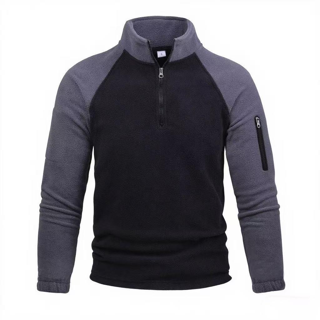 2025 Men's Fashion Color Block Fleece Zip Hoodie