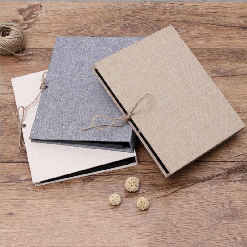 Simple Linen DIY Photo Album Adhesive Scrapbook Album Wedding Album Retro Family Large-Capacity Photo Album Creative Gifts