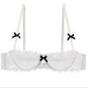 Reggiseno Balconette in Pizzo Bianco con Dettagli a Fiocco Nero e Spalline Regolabili Rimovibili