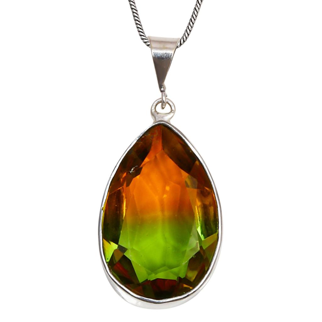 Anhänger Bio Turmalin Quarz Edelstein Valentinstag Silber Schmuck 1,75"