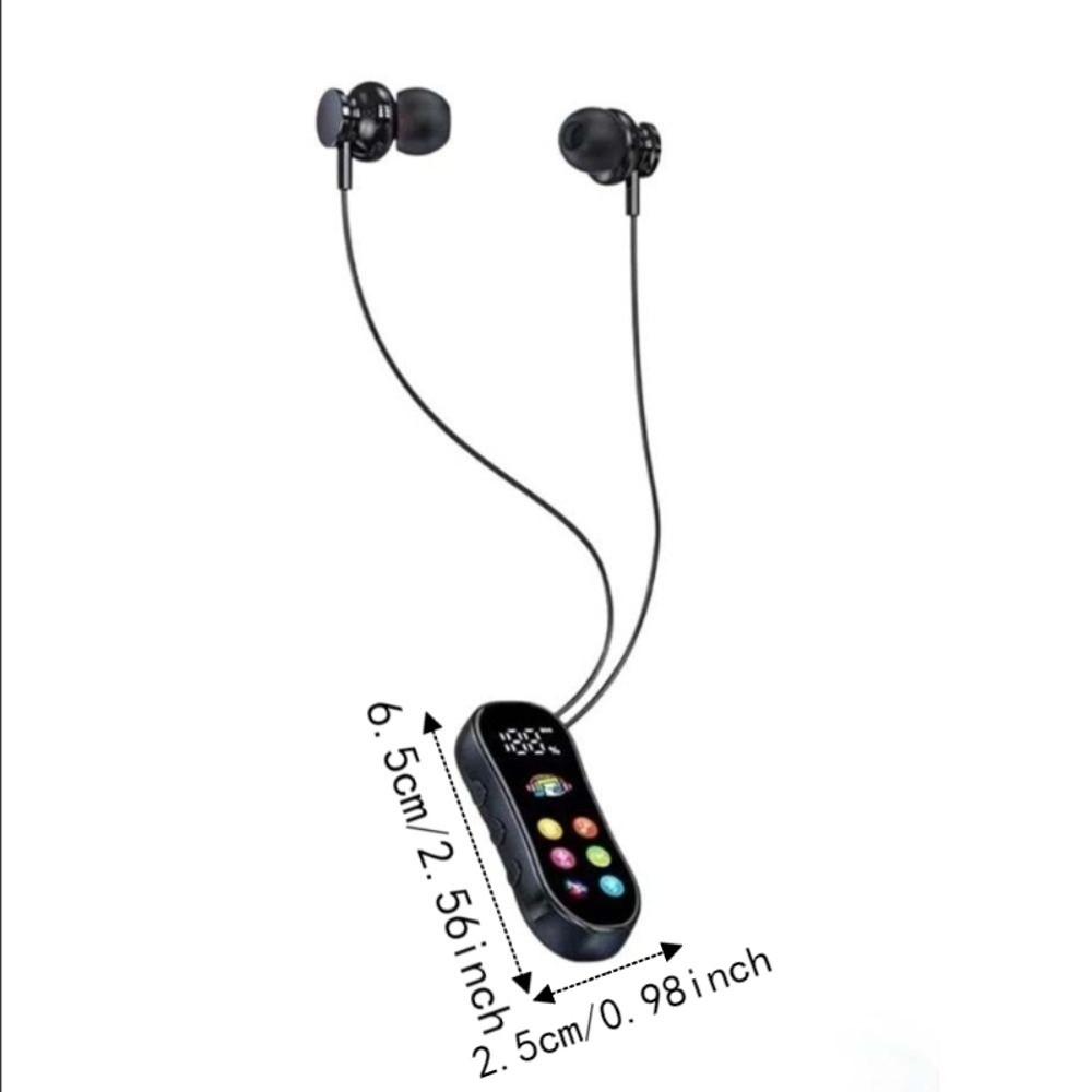 LED Screen Lavalier Bluetooth Earphones Card Insertion Wireless Headphones  HD Calling