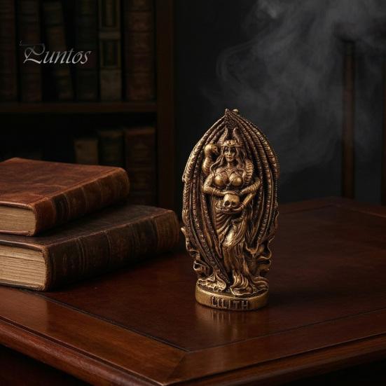 Creative Gift for Friends Retro Goddess Statue, Resin Ornament with Snake Skull, Waterproof Statue Collectable Figurine Indoor Desktop Shelf