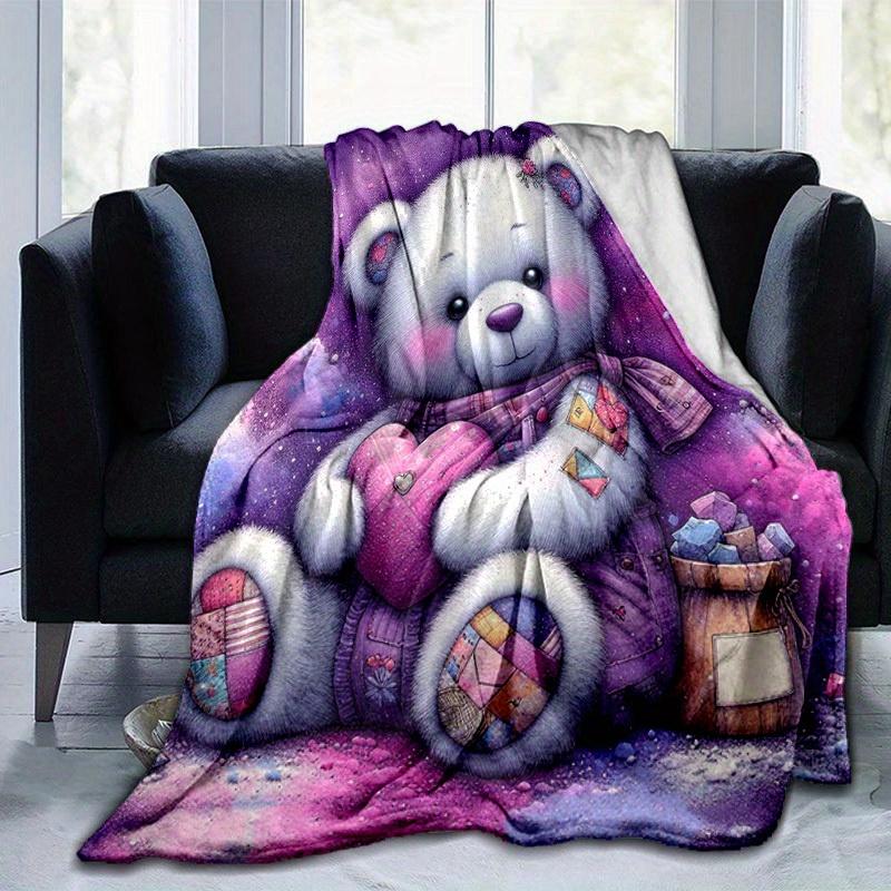 1pc. Cute Teddy Bear Print Blanket - Perfect for Home, Office, Outdoor Use, Gift Idea, 100x150cm